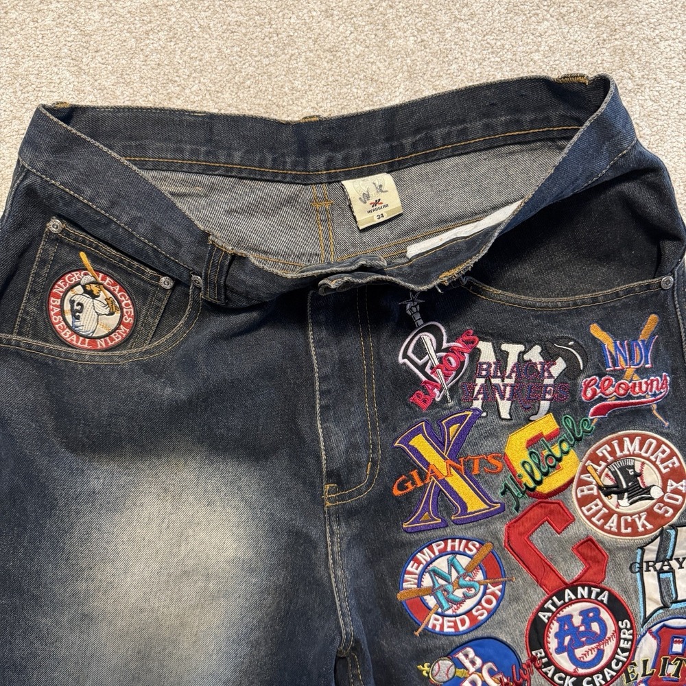 Negro League Baseball Museum NLBM NLBPA MLB Embroidered Denim Jacket Pants Set - Picture 10 of 16